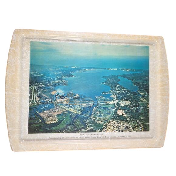 No brand Other - Vintage 1970 Hackley Bank Muskegon Michigan Lake Michigan Serving Tray